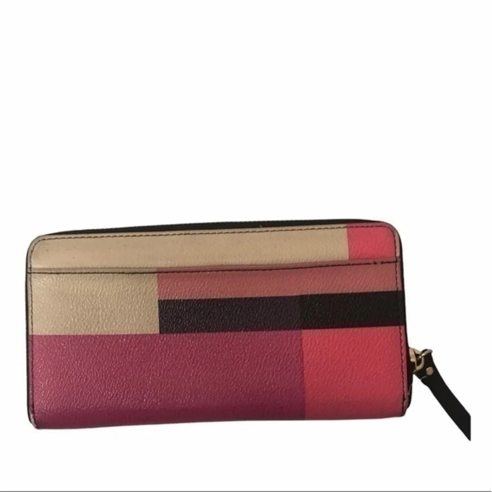Kate spade pink color block clutch wallet